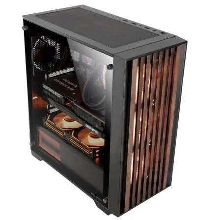 Mars Gaming MCWOODC Semitorre con Frontal de Madera y Cristal Templado/Cromado